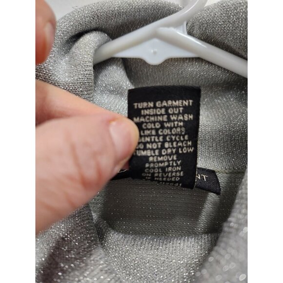 Lane Bryant Sweater Womens 14/16 Silver Metallic Turtleneck Pullover Holiday - Picture 6 of 9